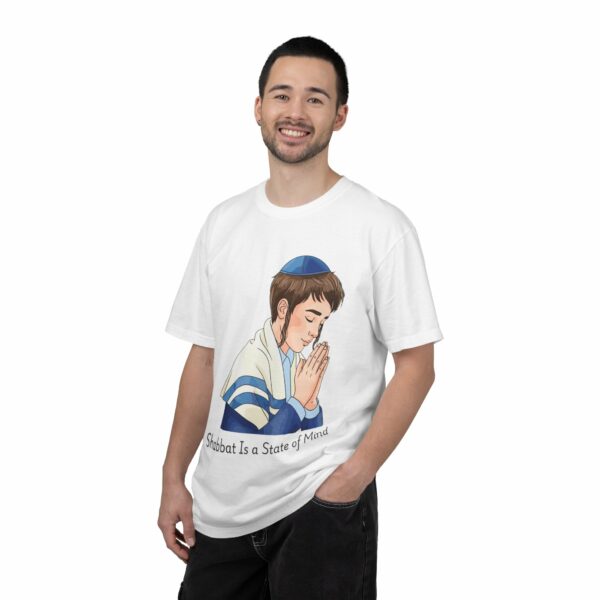 shabbat is a state of mind t shirt | praying boy jewish prayer tee