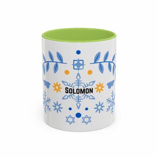 solomon hanukkah coffee mug | blue & gold dreidel and star design