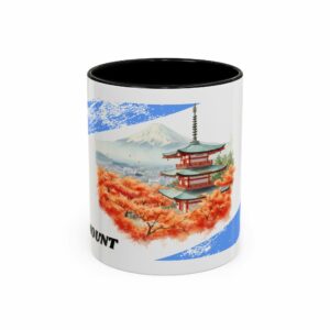 temple mount pagoda mug | japanese autumn scenic coffee mug