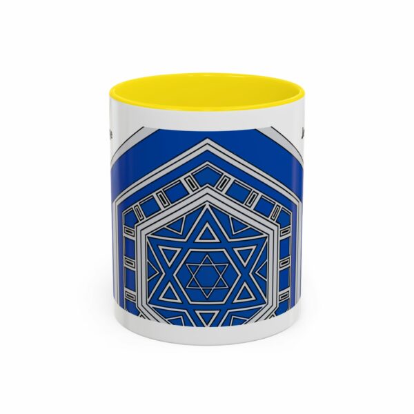 jewish heritage accent coffee mug | star of david & menorah blue ceramic mug