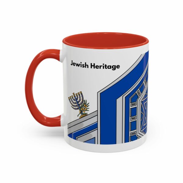jewish heritage accent coffee mug | star of david & menorah blue ceramic mug