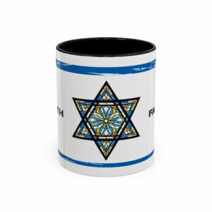 faith judaica coffee mug | star of david blue accent design