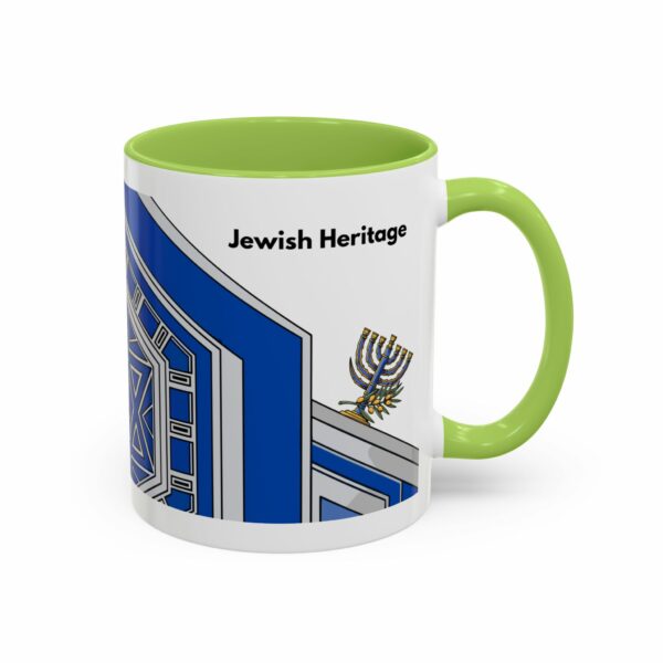 jewish heritage accent coffee mug | star of david & menorah blue ceramic mug