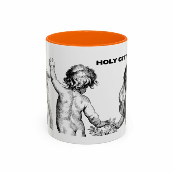 holy city cherub coffee mug | black handled accent mug