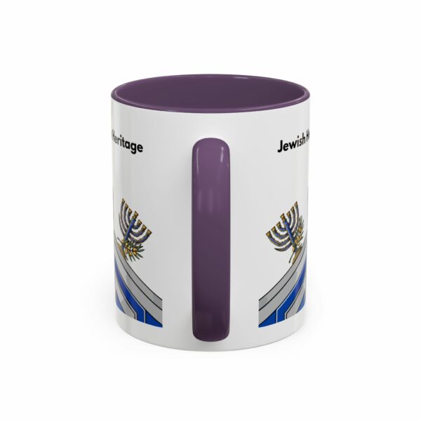 jewish heritage accent coffee mug | star of david & menorah blue ceramic mug