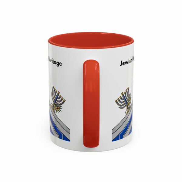 jewish heritage accent coffee mug | star of david & menorah blue ceramic mug