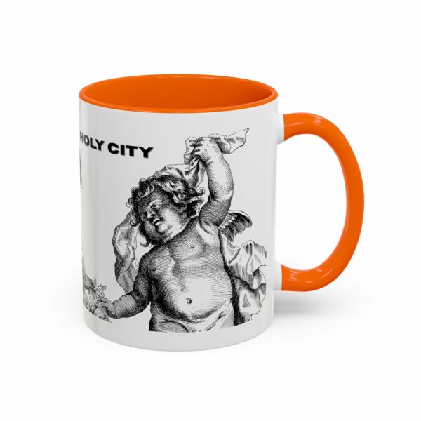 holy city cherub coffee mug | black handled accent mug