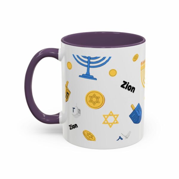 zion hanukkah accent mug – menorah, dreidel & star of david zion hanukkah accent mug – menorah, dreidel & star of david