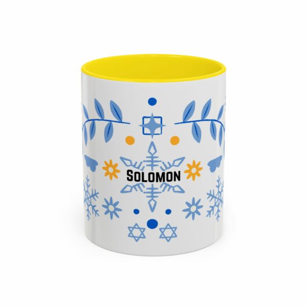 solomon hanukkah coffee mug | blue & gold dreidel and star design
