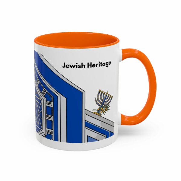 jewish heritage accent coffee mug | star of david & menorah blue ceramic mug