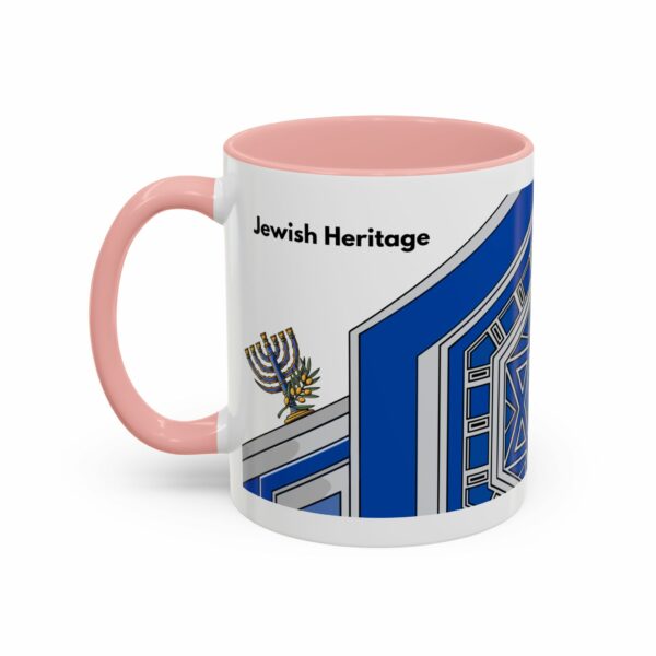 jewish heritage accent coffee mug | star of david & menorah blue ceramic mug