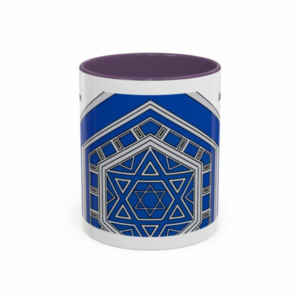jewish heritage accent coffee mug | star of david & menorah blue ceramic mug
