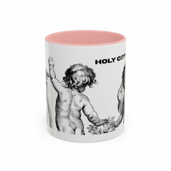 holy city cherub coffee mug | black handled accent mug