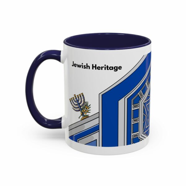 jewish heritage accent coffee mug | star of david & menorah blue ceramic mug