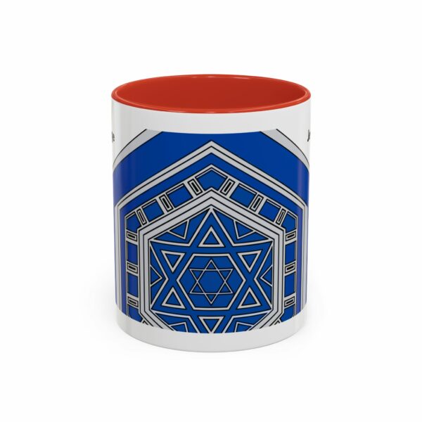 jewish heritage accent coffee mug | star of david & menorah blue ceramic mug