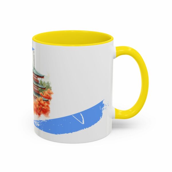 temple mount pagoda mug | japanese autumn scenic coffee mug