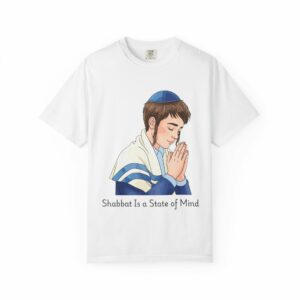 shabbat is a state of mind t shirt | praying boy jewish prayer tee