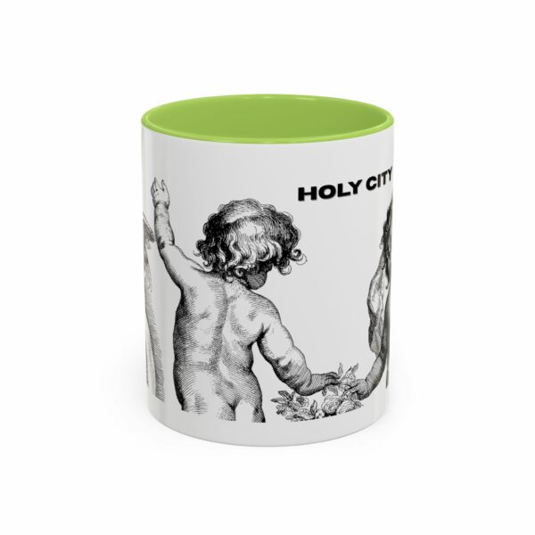 holy city cherub coffee mug | black handled accent mug