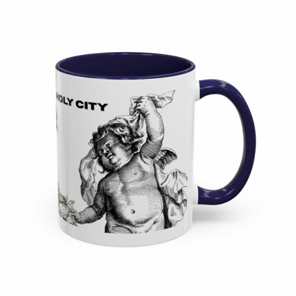 holy city cherub coffee mug | black handled accent mug