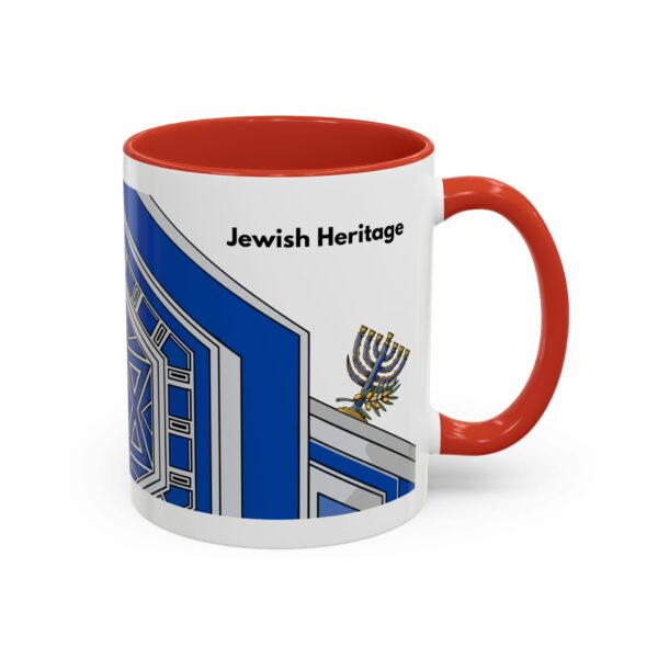 jewish heritage accent coffee mug | star of david & menorah blue ceramic mug
