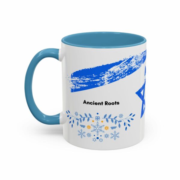 ancient roots hanukkah coffee mug | blue star of david accent mug ancient roots hanukkah coffee mug | blue star of david accent mug