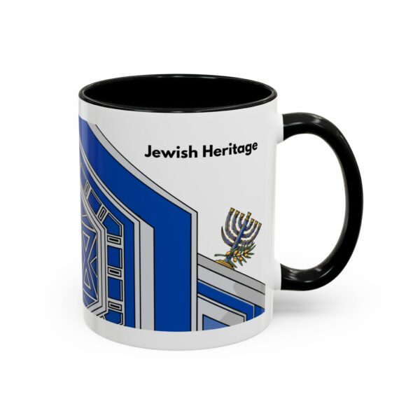 jewish heritage accent coffee mug | star of david & menorah blue ceramic mug
