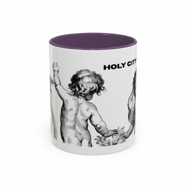 holy city cherub coffee mug | black handled accent mug