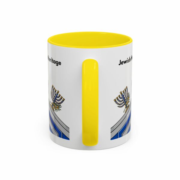 jewish heritage accent coffee mug | star of david & menorah blue ceramic mug