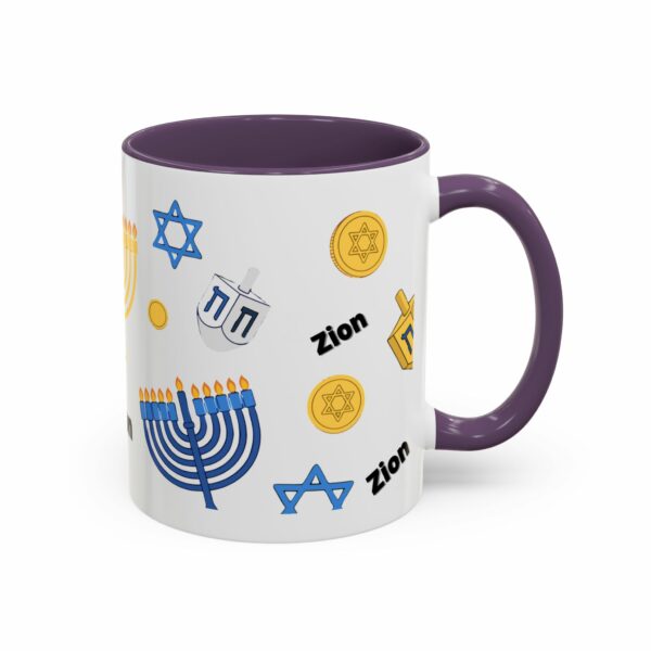 zion hanukkah accent mug – menorah, dreidel & star of david zion hanukkah accent mug – menorah, dreidel & star of david