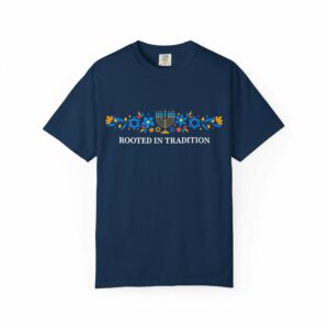 rooted in tradition menorah t shirt | jewish heritage hanukkah tee