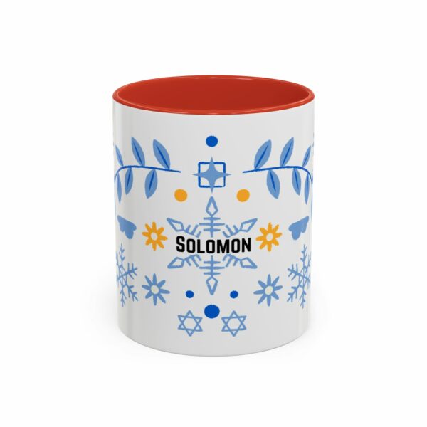 solomon hanukkah coffee mug | blue & gold dreidel and star design