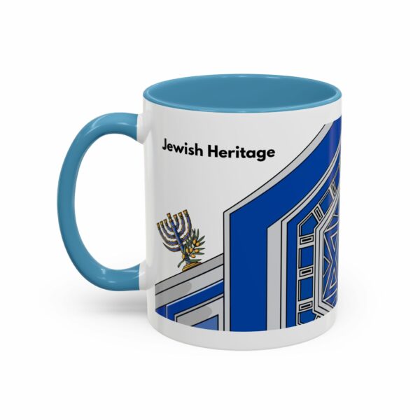 jewish heritage accent coffee mug | star of david & menorah blue ceramic mug