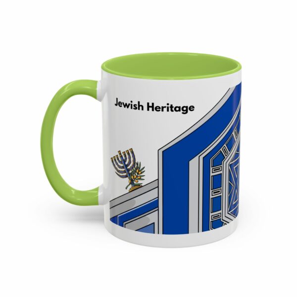 jewish heritage accent coffee mug | star of david & menorah blue ceramic mug