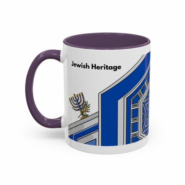 jewish heritage accent coffee mug | star of david & menorah blue ceramic mug