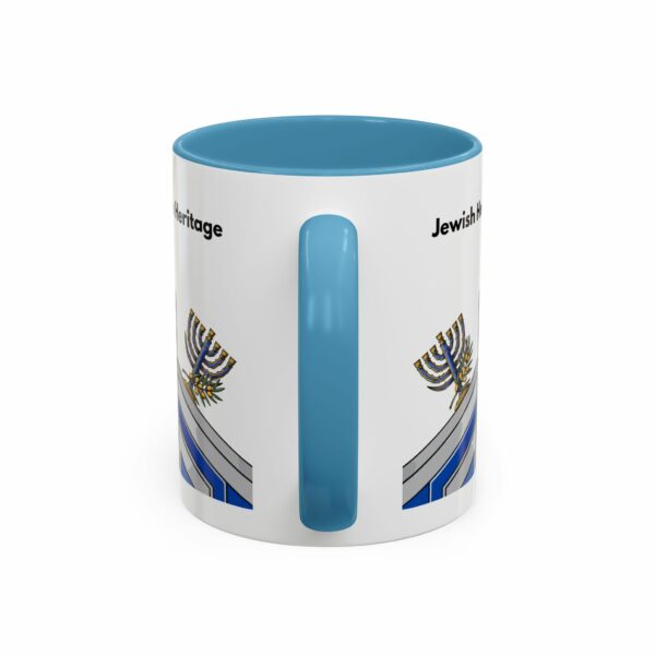 jewish heritage accent coffee mug | star of david & menorah blue ceramic mug