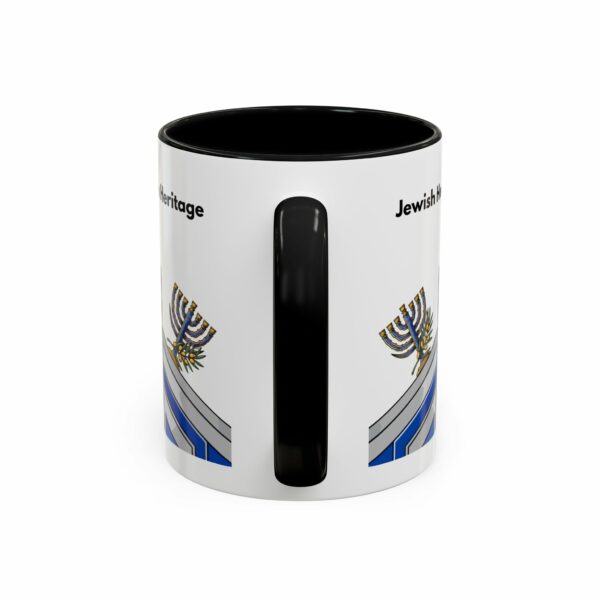 jewish heritage accent coffee mug | star of david & menorah blue ceramic mug