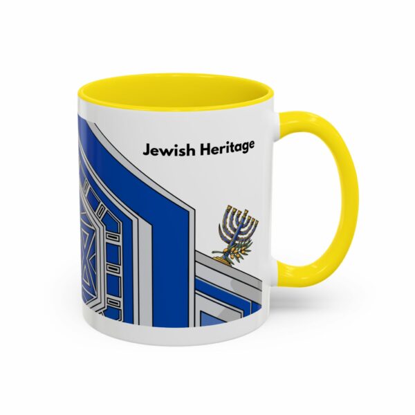 jewish heritage accent coffee mug | star of david & menorah blue ceramic mug