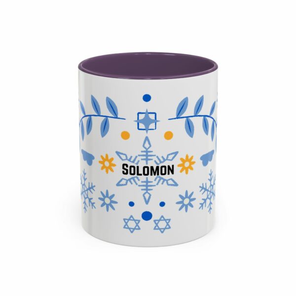 solomon hanukkah coffee mug | blue & gold dreidel and star design