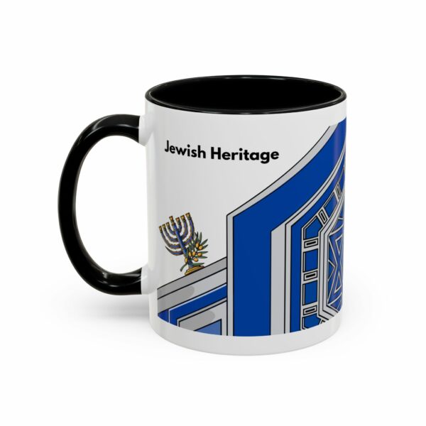 jewish heritage accent coffee mug | star of david & menorah blue ceramic mug