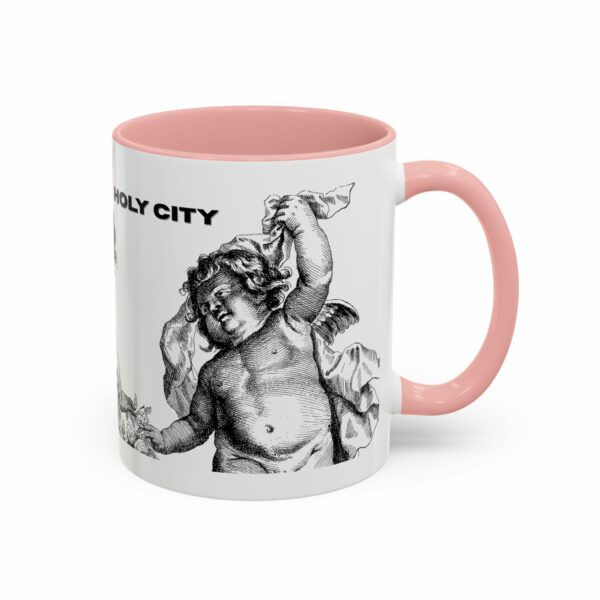 holy city cherub coffee mug | black handled accent mug