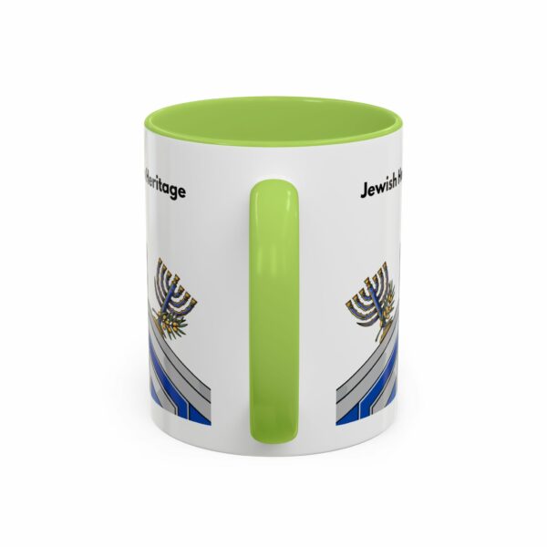 jewish heritage accent coffee mug | star of david & menorah blue ceramic mug