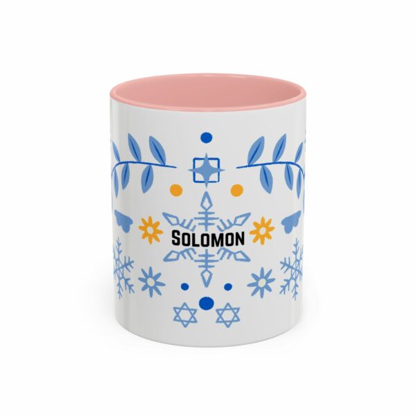 solomon hanukkah coffee mug | blue & gold dreidel and star design