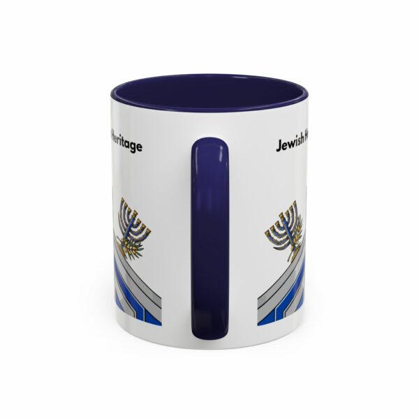 jewish heritage accent coffee mug | star of david & menorah blue ceramic mug