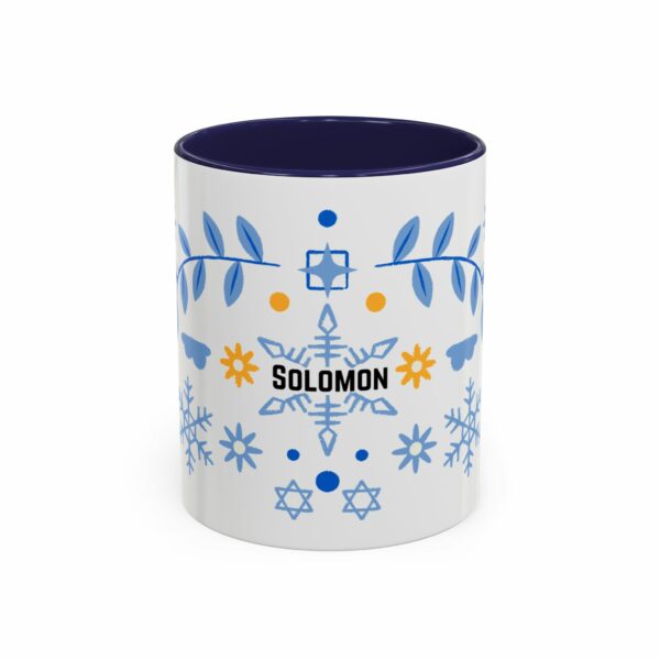 solomon hanukkah coffee mug | blue & gold dreidel and star design