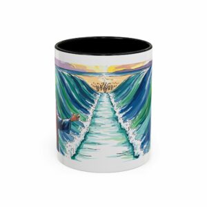 moses parting seas accent coffee mug | inspirational biblical scripture ceramic mug