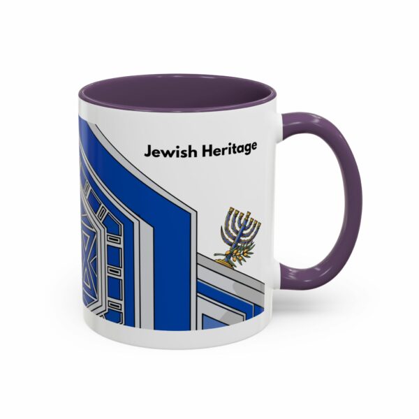 jewish heritage accent coffee mug | star of david & menorah blue ceramic mug